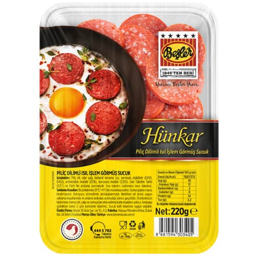 HÜNKAR DİLİMLİ SUCUK ( 220 GR ) (16 ADET)