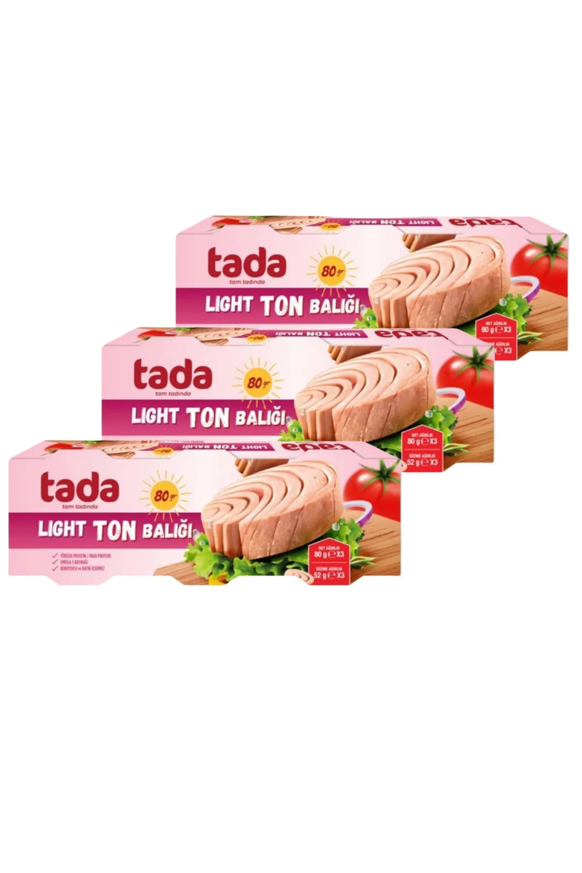TADA LIGHT TON BALIĞI KONSERVESİ/ÜÇLÜ 80 GR*16