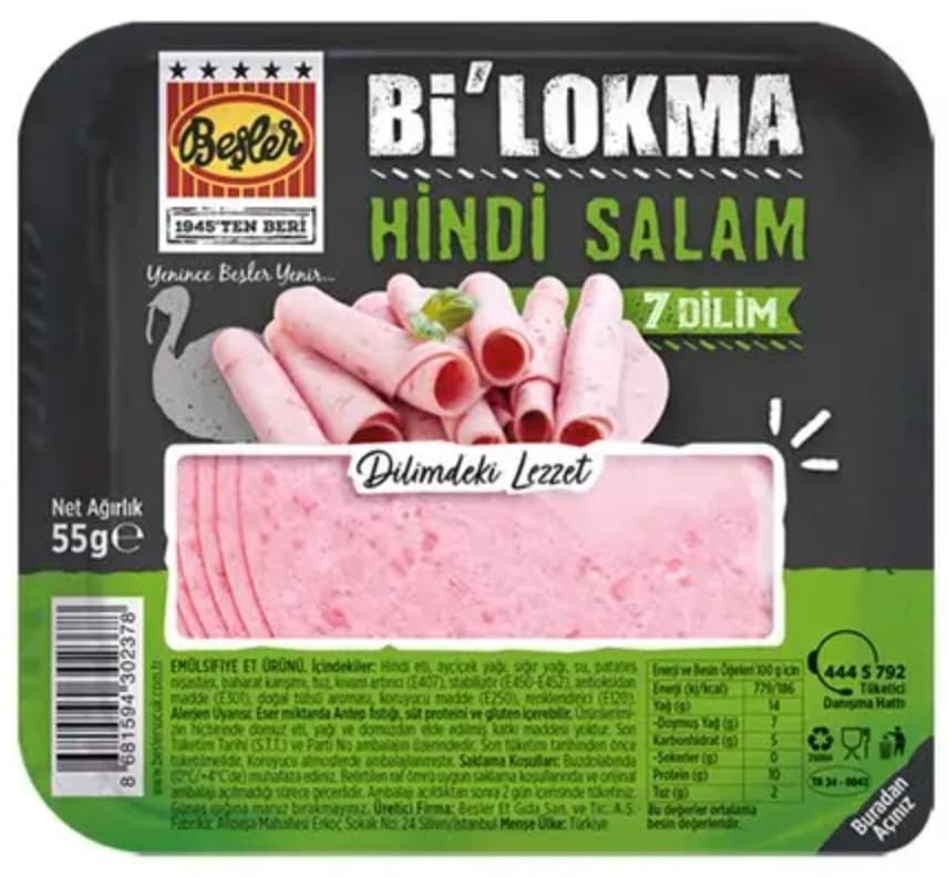 Bİ LOKMA HİNDİ SALAM (55 GR) (18 ADET)