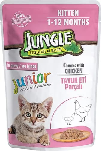 Jungle Pouch Yavru Kedi Tavuk Parçalı 100 g