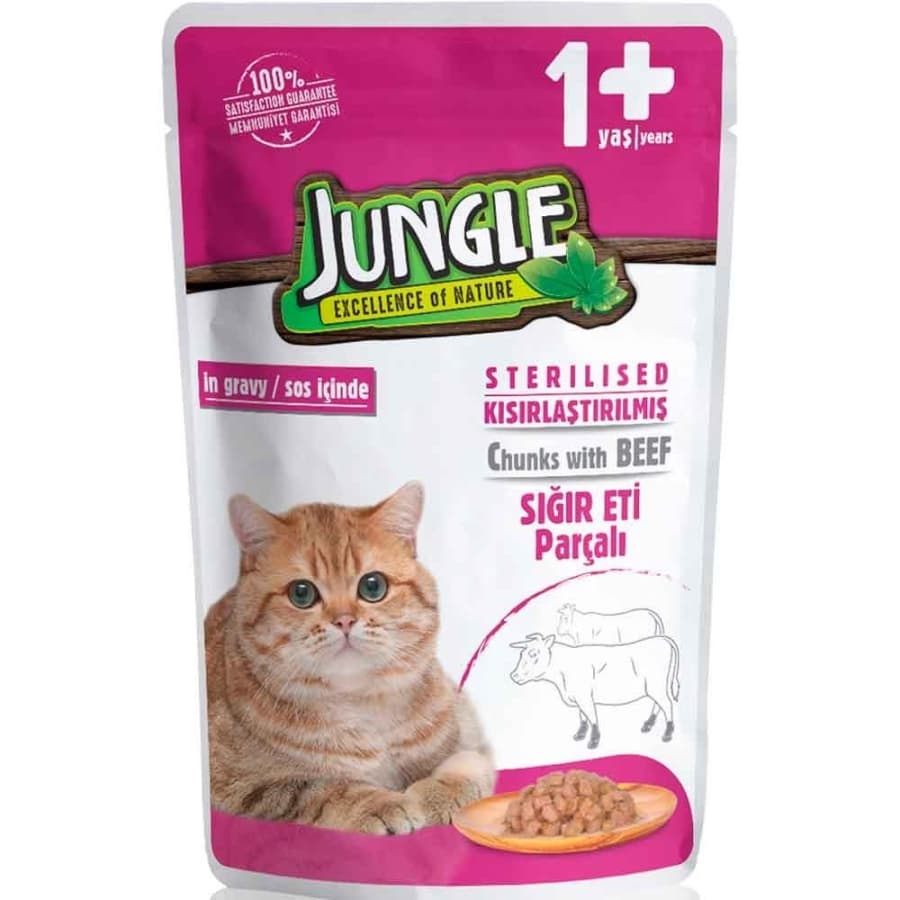 Jungle Pouch Kısır Kedi Dana Eti Parçalı 100 g