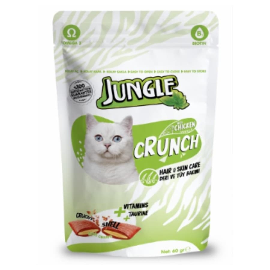 Jungle Crunch Kedi Ödül Deri - Tüy Bakımı 60 Gr.